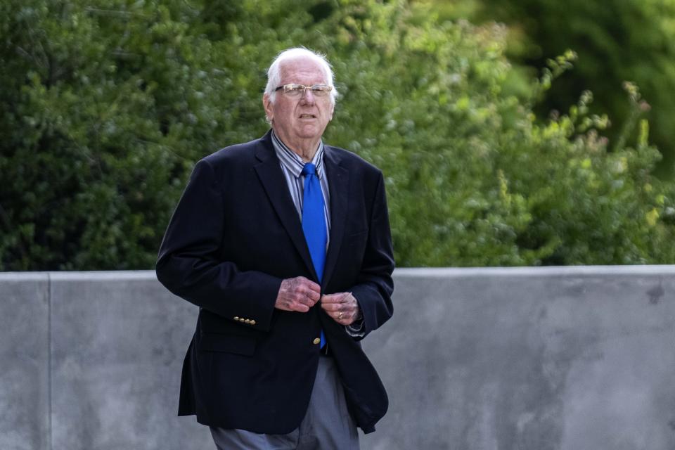 Orange County Superior Court Judge Jeffrey Ferguson walks out of court after attending a preliminary hearing in Los Angeles, Thursday, June 20, 2024. Ferguson is accused of killing his wife during an argument while drunk. (AP Photo/Damian Dovarganes)