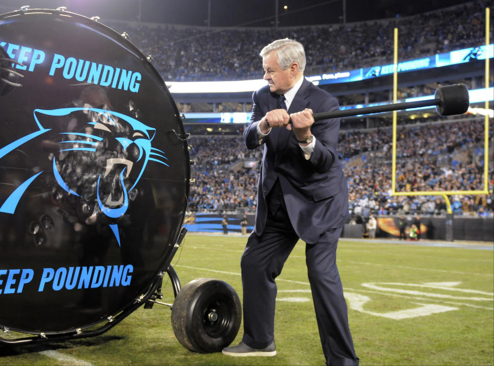 Jerry Richardson, pictured here in 2016, sold his ownership of the Panthers shortly after Sports Illustrated published a report alleging incidents of sexual harassment and racism by Richardson. (AP Photo/Mike McCarn)