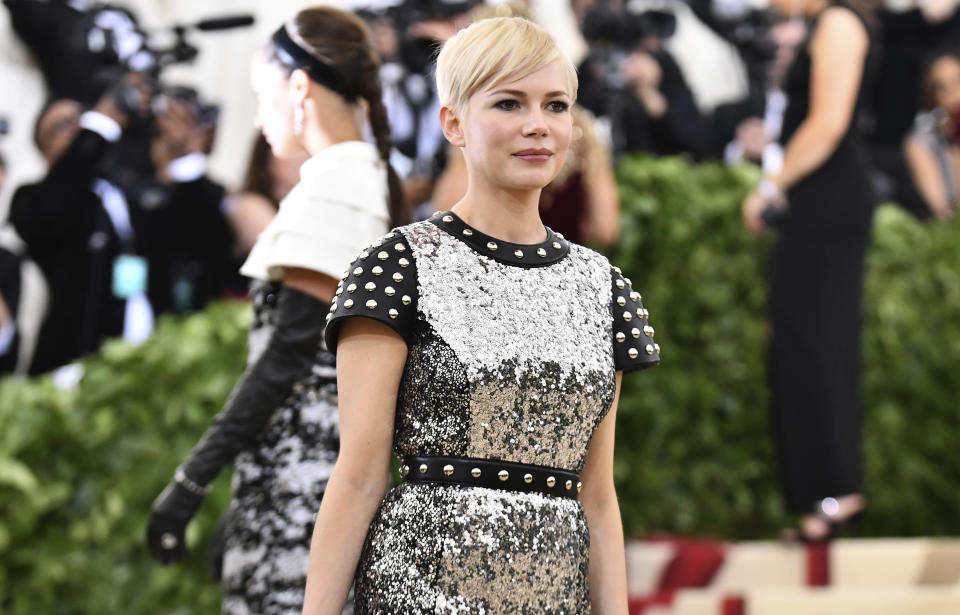 Michelle Williams attends The Metropolitan Museum of Art's Costume Institute benefit gala celebrating the opening of the Heavenly Bodies: Fashion and the Catholic Imagination exhibition on Monday, May 7, 2018, in New York. (Photo by Charles Sykes/Invision/AP)