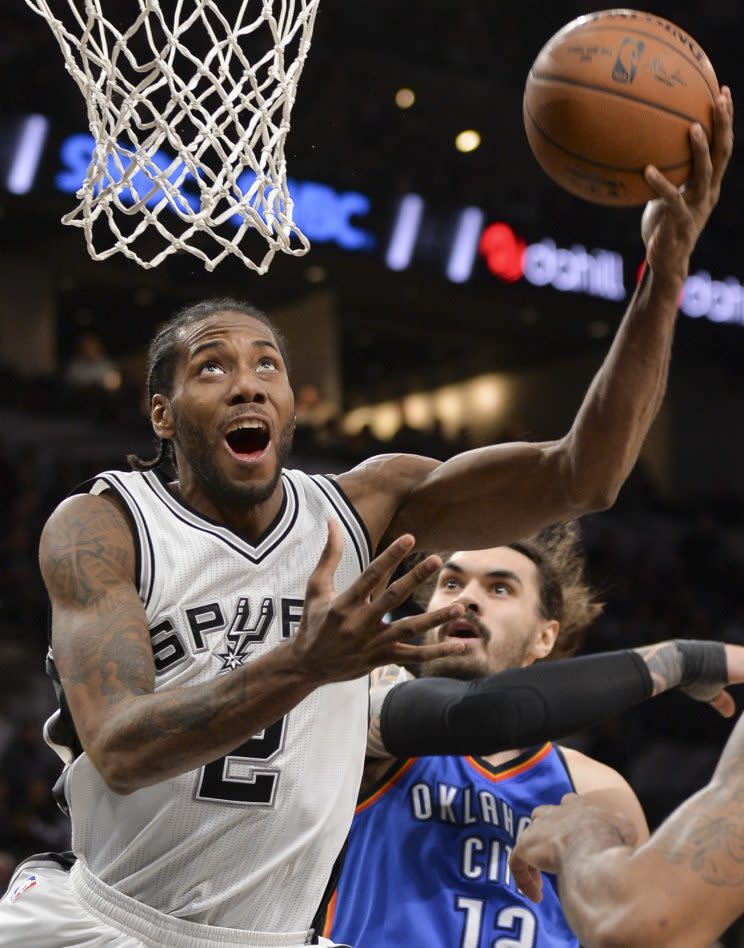 Kawhi Leonard has upped his game again this season. (AP)