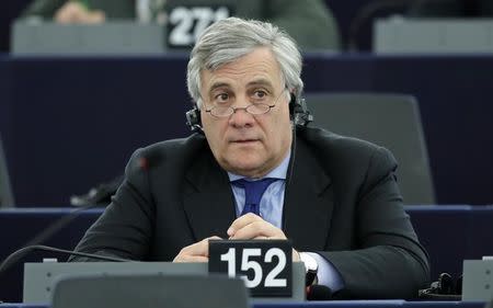 European Parliament's presidential candidate Antonio Tajani attends the announcement of the candidates for the election to the office of the President at the European Parliament in Strasbourg, France, January 16, 2017. REUTERS/Christian Hartmann