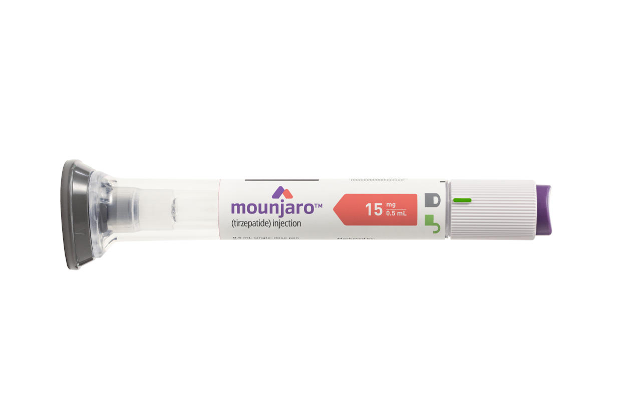 This image provided by Eli Lilly shows a 15 mg dosage of the company's drug Mounjaro. Already approved to treat type 2 diabetes, Mounjaro is being considered for fast-track approval as a weight-loss drug based on the results of key clinical trials, with the latest announced on Thursday, April 27, 2023. Also known as tirzepatide, it is part of new class of medications that treat overweight and obesity by targeting the metabolic conditions that lead to extra weight. (Eli Lilly via AP)