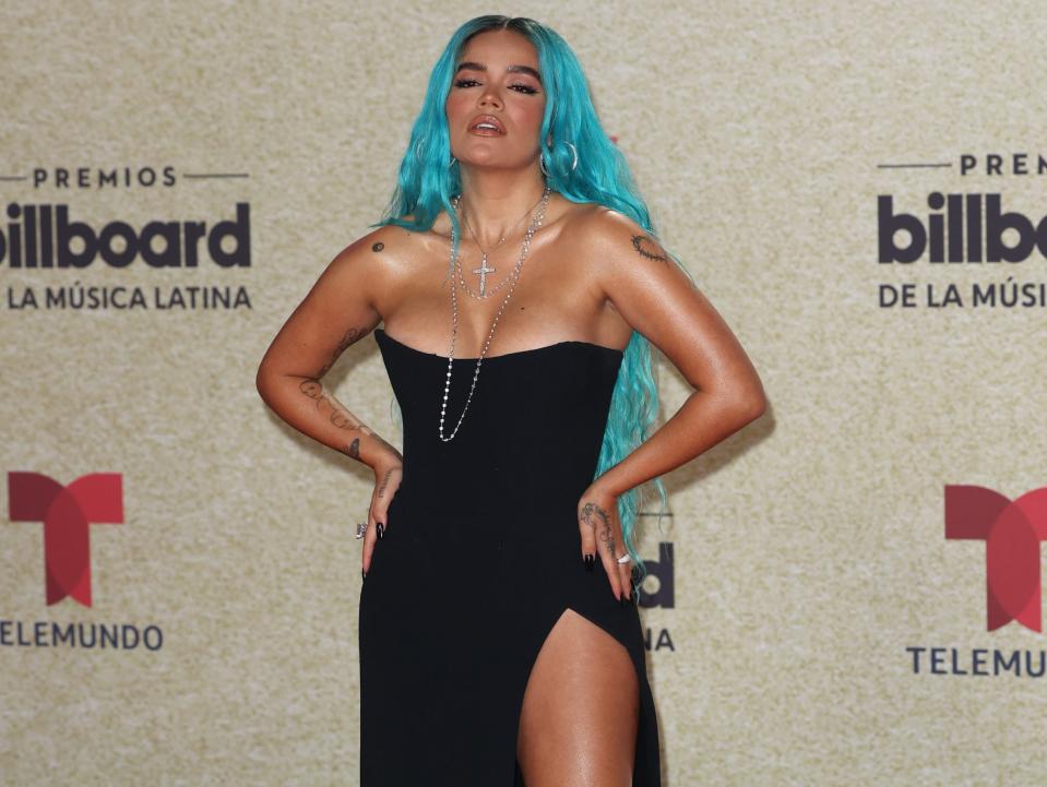 Karol G attends the 2021 Billboard Latin Music Awards.