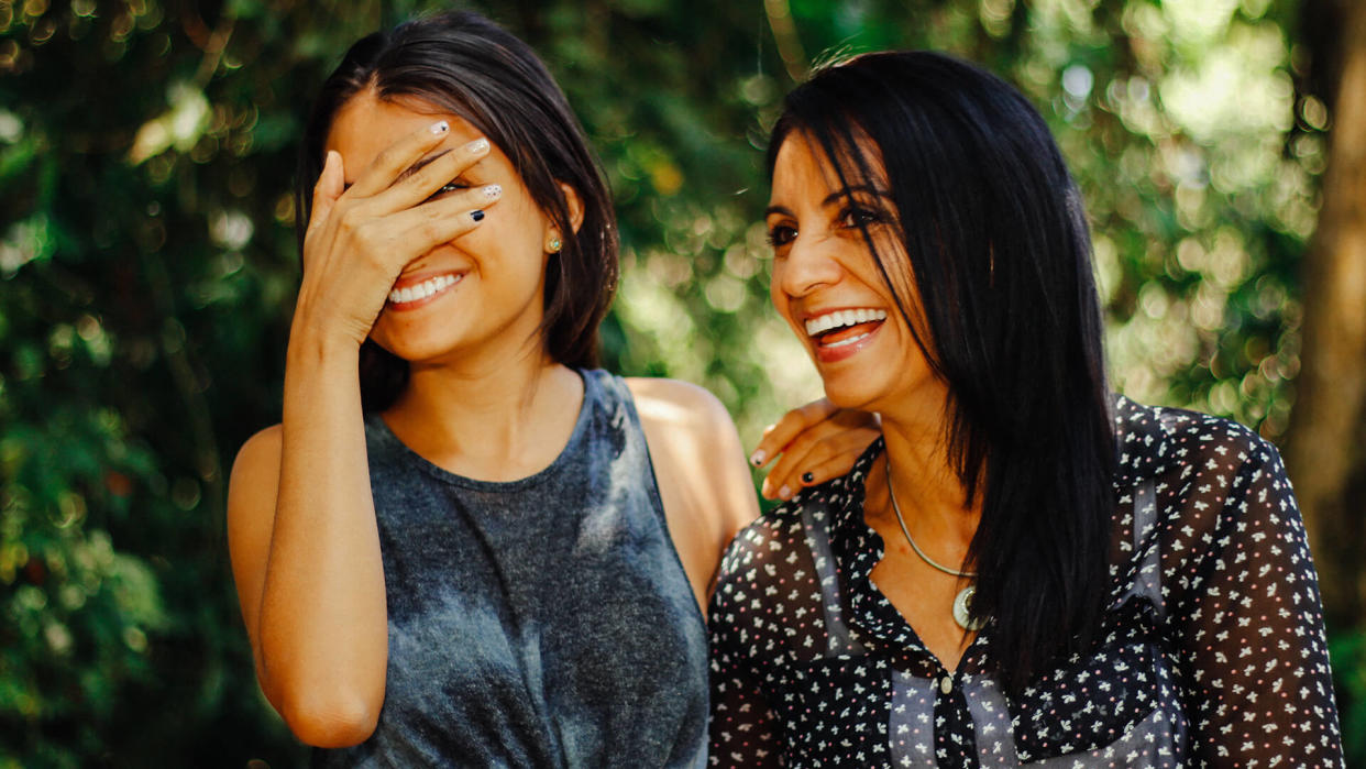 Mother and daughter having fun.