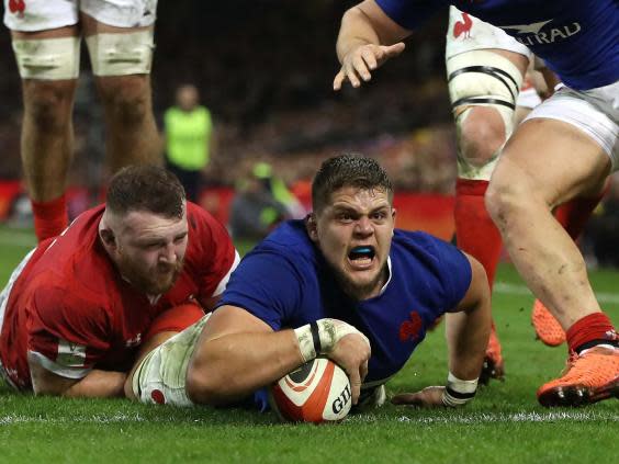 Paul Willemse scores France’s second try against Wales in their Six Nations clash (Getty)