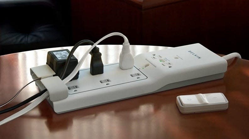 The wireless remote lets you turn off energy-leaching devices.