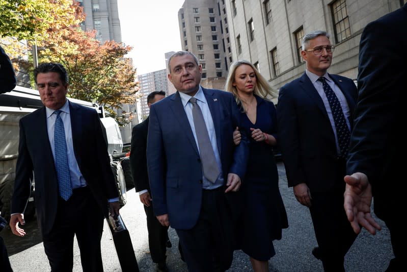 Ukrainian-American businessman Lev Parnas arrives for his arraignment at the United States Courthouse in New York