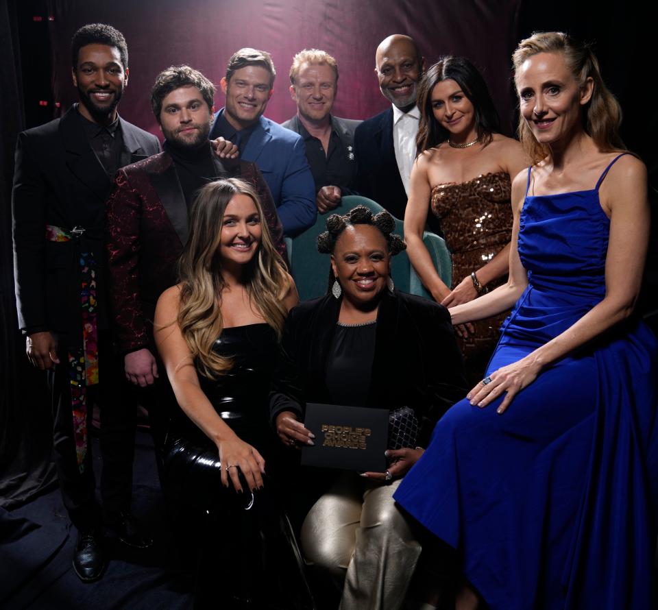 The cast of “Grey’s Anatomy” photographed backstage at the 2024 “People’s Choice Awards” on Sunday, Feb. 18, 2024 at the Barker Hangar in Santa Monica, Calif.