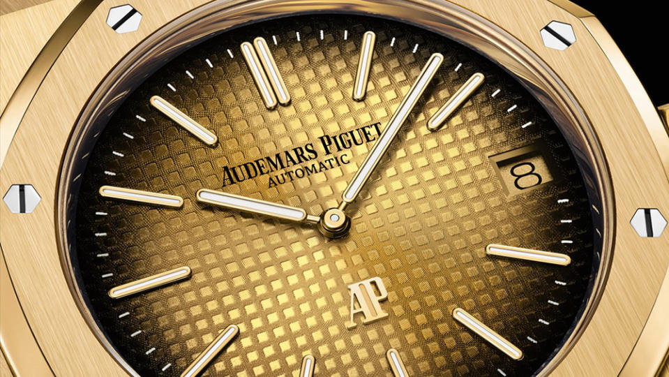The timepiece features a striking “smoked” dial. - Credit: Audemars Piguet
