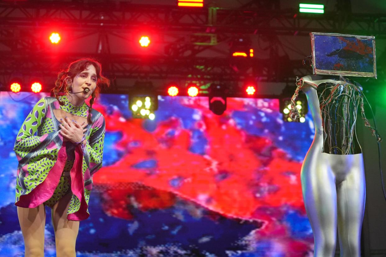 Mica Tenenbaum performs during Austin City Limits Music Festival in Austin, TX on October 9, 2022. Magdalena Bay performs on the Tito’s Stage during ACL Fest at Zilker Park.