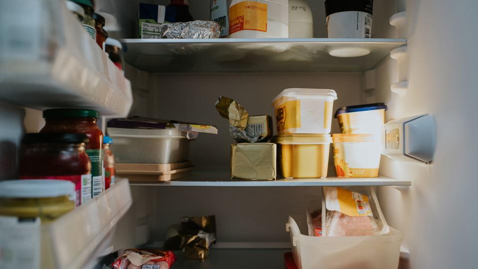 Image of the inside of a refrigerator full of food