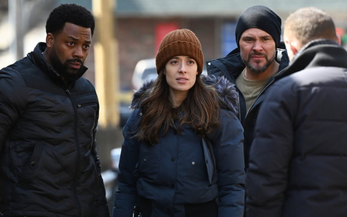 LaRoyce Hawkins, Marina Squerciati, Patrick John Flueger<p>Photo by: Lori Allen/NBC</p>