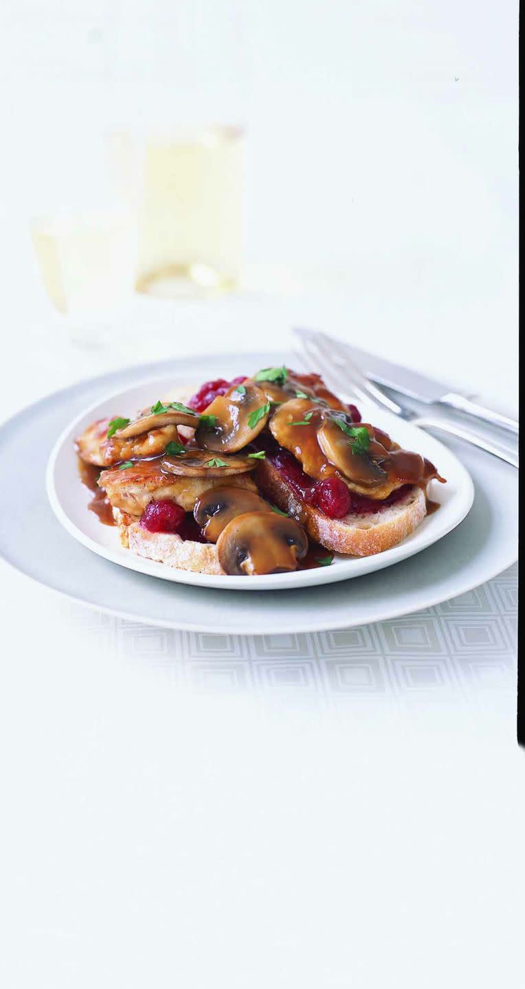 <p>This combo of turkey and mushrooms smothered in a white wine and gravy sauce is the ideal sandwich for a cold winter night. </p><p><a href="https://www.womansday.com/food-recipes/food-drinks/recipes/a10288/hot-turkey-sandwich-recipe-121609/" rel="nofollow noopener" target="_blank" data-ylk="slk:Get the recipe.;elm:context_link;itc:0;sec:content-canvas" class="link "><strong>Get the recipe.</strong></a> </p>