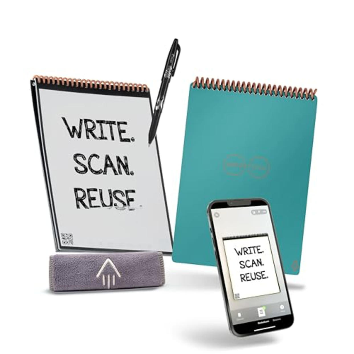 Rocketbook Flip Reusable Smart Notepad | Eco-Friendly, Digitally Connected Notebook for Ambidextrous Writers | Dotted & Lined Combo, 6” x 8.8”, 36 PG, Teal, with Pen, Cloth, and App Included (AMAZON)