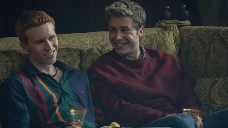 (From left) Luther Ford as Prince Harry and Ed McVey as Prince William in 'The Crown.' - Justin Downing/Netflix