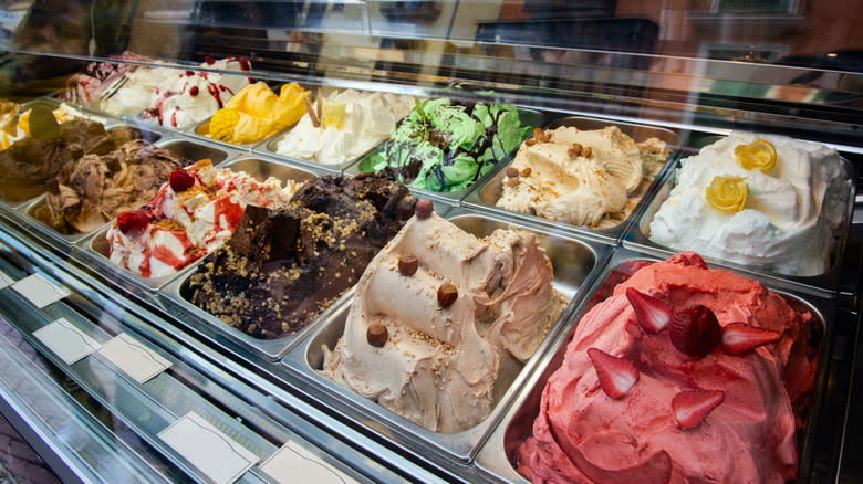 gelato flavors in freezer