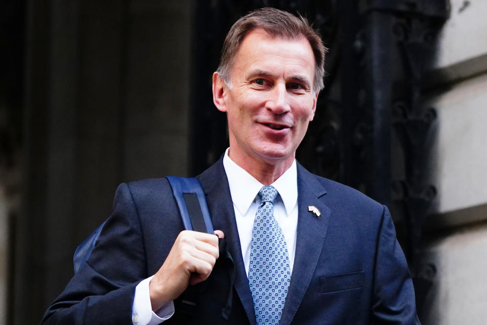 Chancellor of the Exchequer Jeremy Hunt arrives in Downing Street, Westminster, London, ahead of the first Cabinet meeting with Rishi Sunak as Prime Minister. Picture date: Wednesday October 26, 2022. (Photo by Victoria Jones/PA Images via Getty Images)