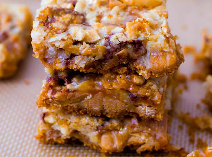 Caramel Snickers Seven-Layer Bars