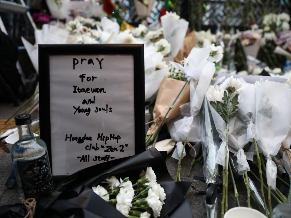 tribute for the victims of the Halloween celebration stampede in Seoul, South Korea