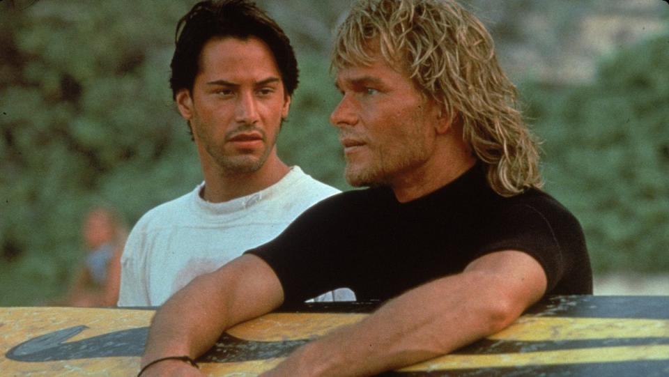 Keanu Reeves and Patrick Swayze in Point Break, 1991