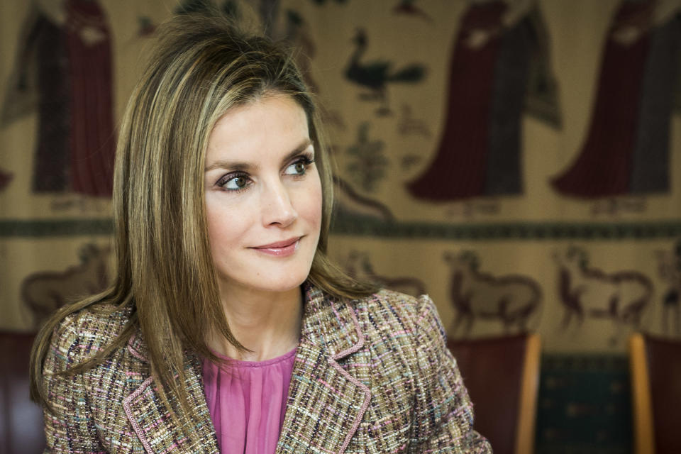 Spanish Princess Letizia, waits prior to a a meeting at the World Health Organization, WHO, headquarters, in Geneva, Switzerland, Tuesday, May 13, 2014. (AP Photo/Keystone,Jean-Christophe Bott)