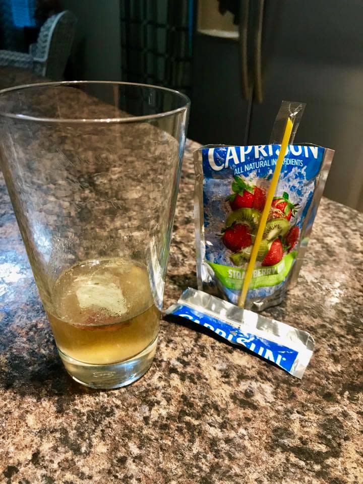 Cameron Hardwick almost gave his daughter a Capri Sun that was contaminated with mold. (Photo: Facebook/Cameron Hardwick)