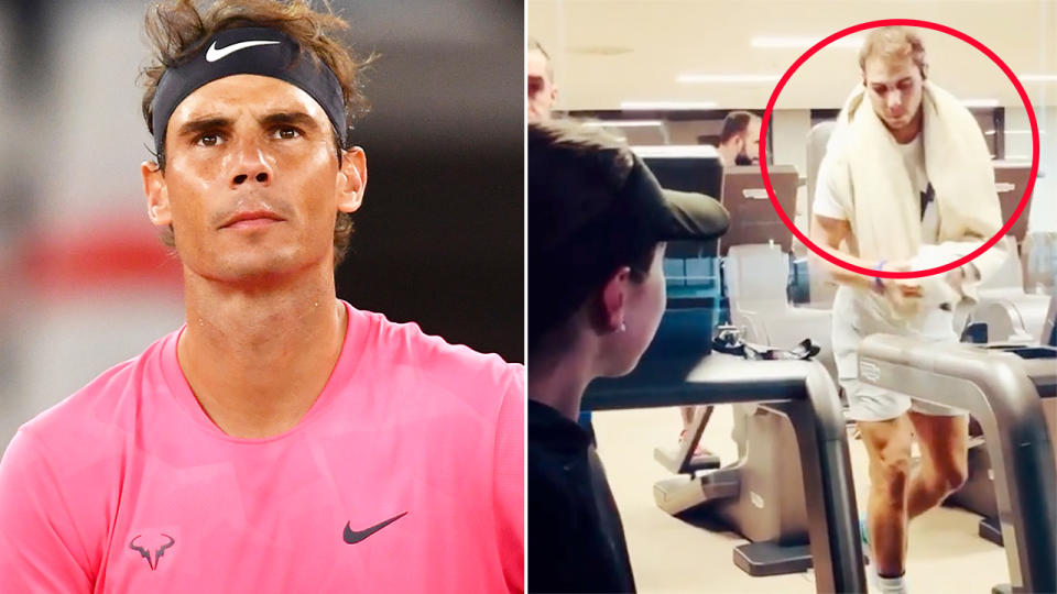 Rafael Nadal, pictured here in the gym at his tennis academy.