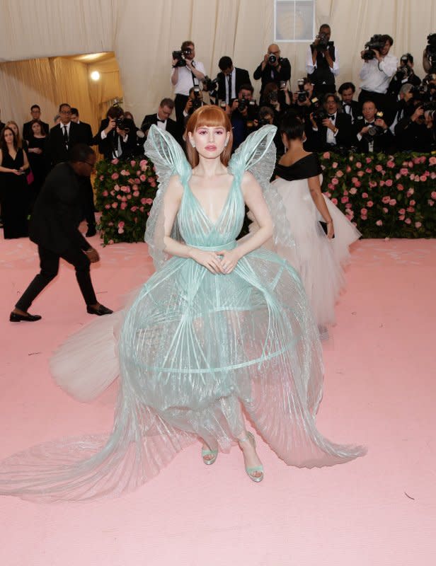 Madelaine Petsch arrives on the red carpet at The Metropolitan Museum of Art's Costume Institute Benefit "Camp: Notes on Fashion in New York City on May 6, 2019. The actor turns 29 on August 18. File Photo by John Angelillo/UPI