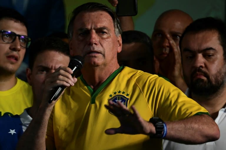 Former Brazil President Jair Bolsonaro, seen here at a political rally on March 16, 2024 (Pablo PORCIUNCULA)