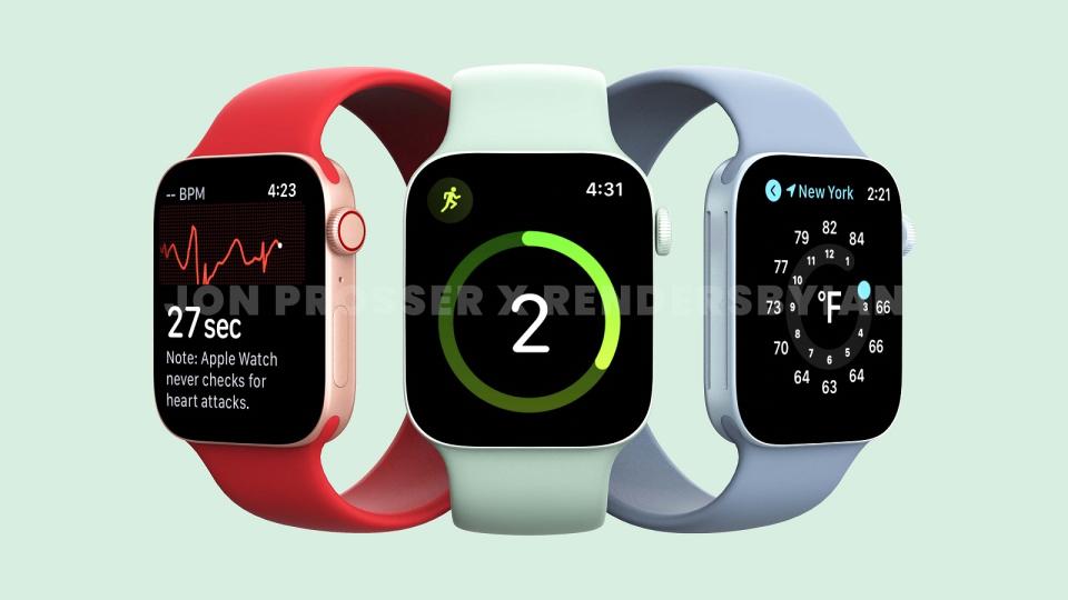 Rumored design of the Apple Watch Series 7. - Credit: Jon Prosser/Renders by Ian