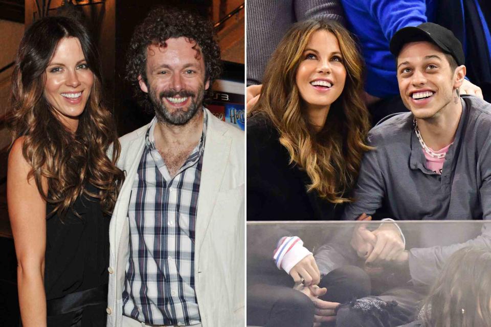 <p>George Pimentel/WireImage ; JD Images/Shutterstock</p> Left: Kate Beckinsale and Michael Sheen attend the After-Party for the Canadian Premiere of "Harry Potter and The Deathly Hallow Part 2" on July 12, 2011 in Toronto, Canada; Right: Kate Beckinsale and Pete Davidson at a Washington Capitals versus New York Rangers hockey game on March 3, 2019.