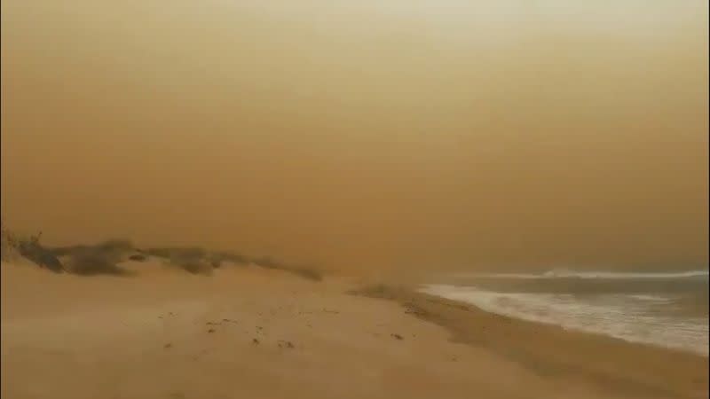 Dust storm at sea in Geraldton, Western Australia