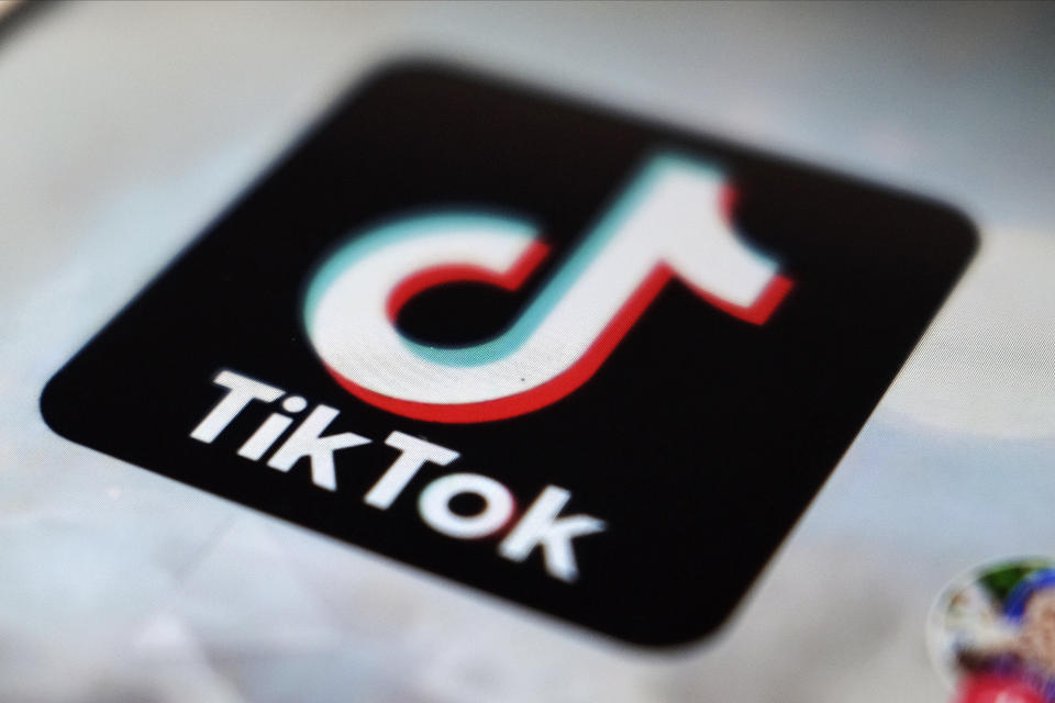 A logo of a smartphone app TikTok is seen on a user post on a smartphone screen Monday, Sept. 28, 2020, in Tokyo. (AP Photo/Kiichiro Sato)