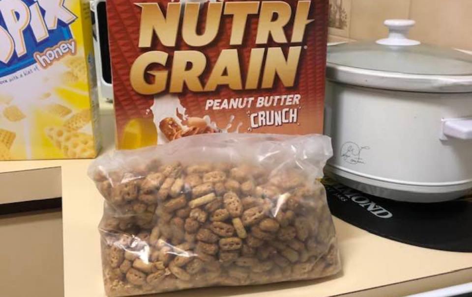 Half empty packet of Kellogg's Nutri-Grain Peanut Butter Crunch cereal