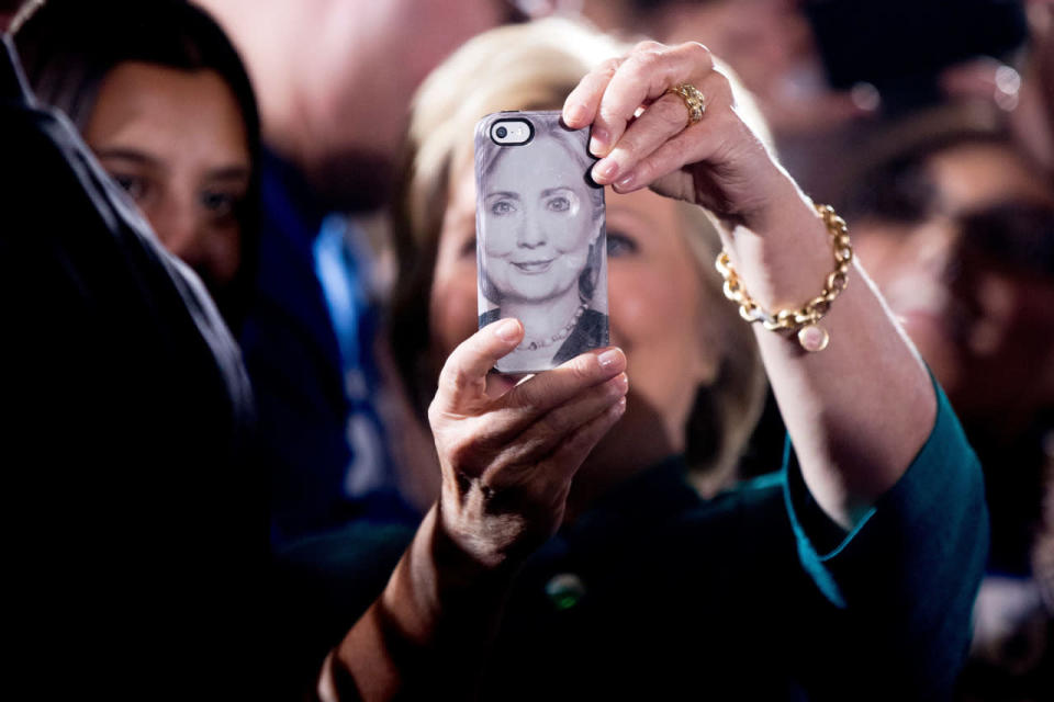 Hillary takes selfie with Hillary