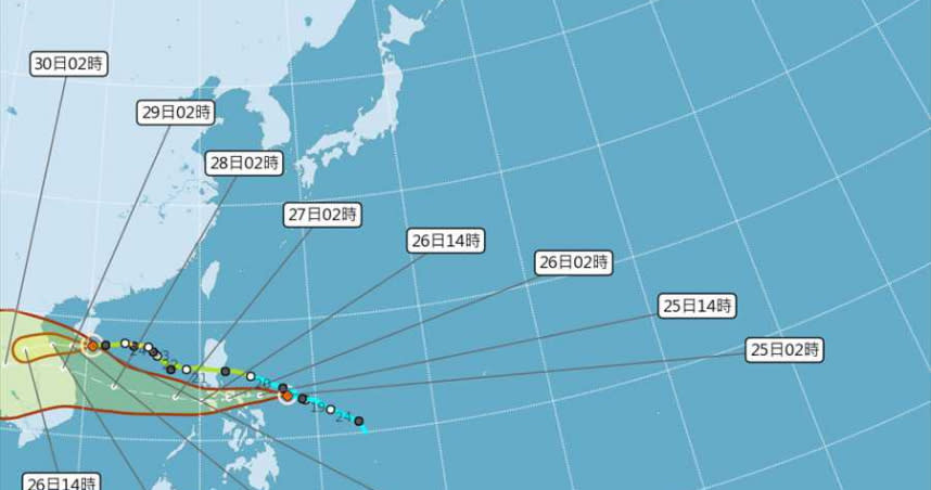 第18號颱風「莫拉菲」於25日凌晨2點生成。（圖／翻攝自氣象局網站）