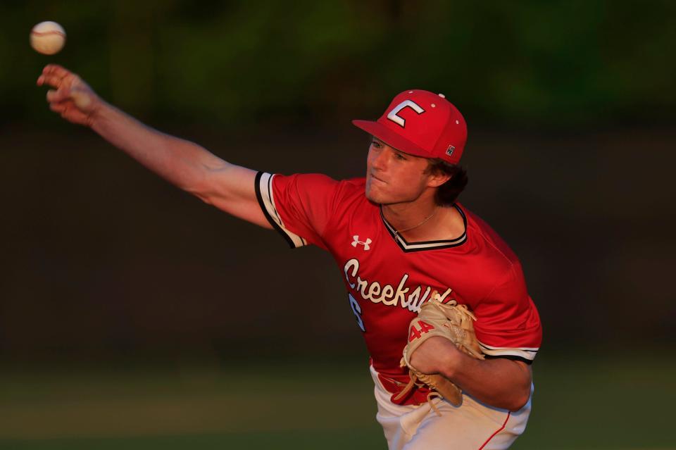 Creekside's Michael Bysheim (6) pitches during the fifth inning of Wednesday's game.