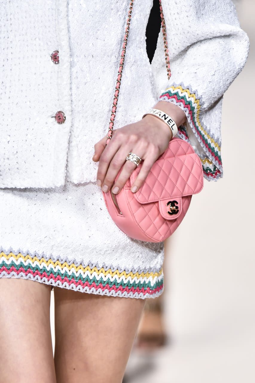 PARIS, FRANCE - OCTOBER 05: A model walks the runway during the Chanel Ready to Wear Spring/Summer 2022 fashion show as part of the Paris Fashion Week on October 5, 2021 in Paris, France. (Photo by SAVIKO/Gamma-Rapho via Getty Images)