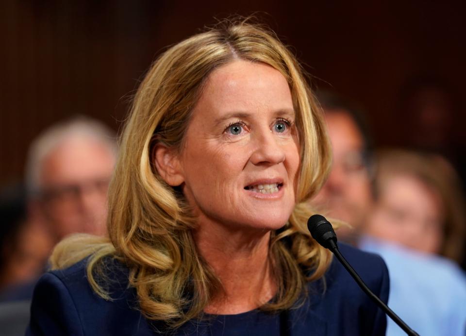Christine Blasey Ford testifying before the Senate Judiciary Committee on Sept. 27. (Photo: ANDREW HARNIK via Getty Images)