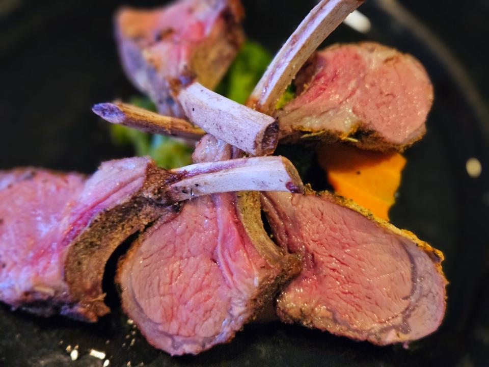 Rack of lamb is one of Chateau Chang's "Chateau Specialties."