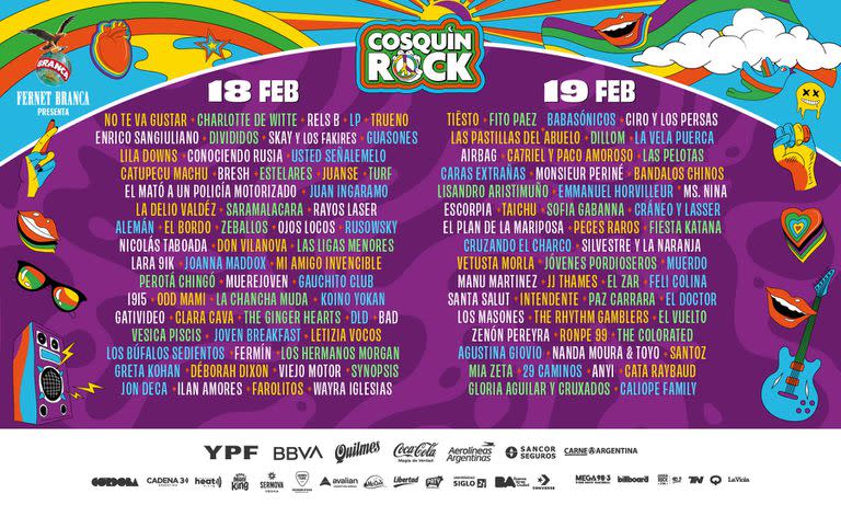 La grilla completa del Cosquín Rock 2023; el tradicional festival tendrá seis escenarios 