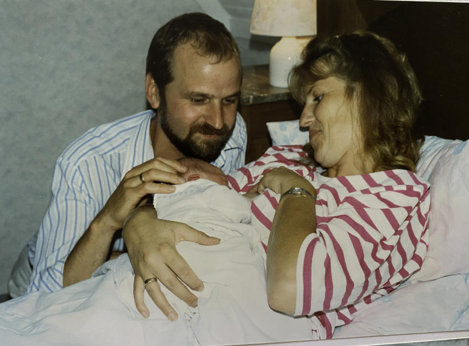 family photo at the hospital