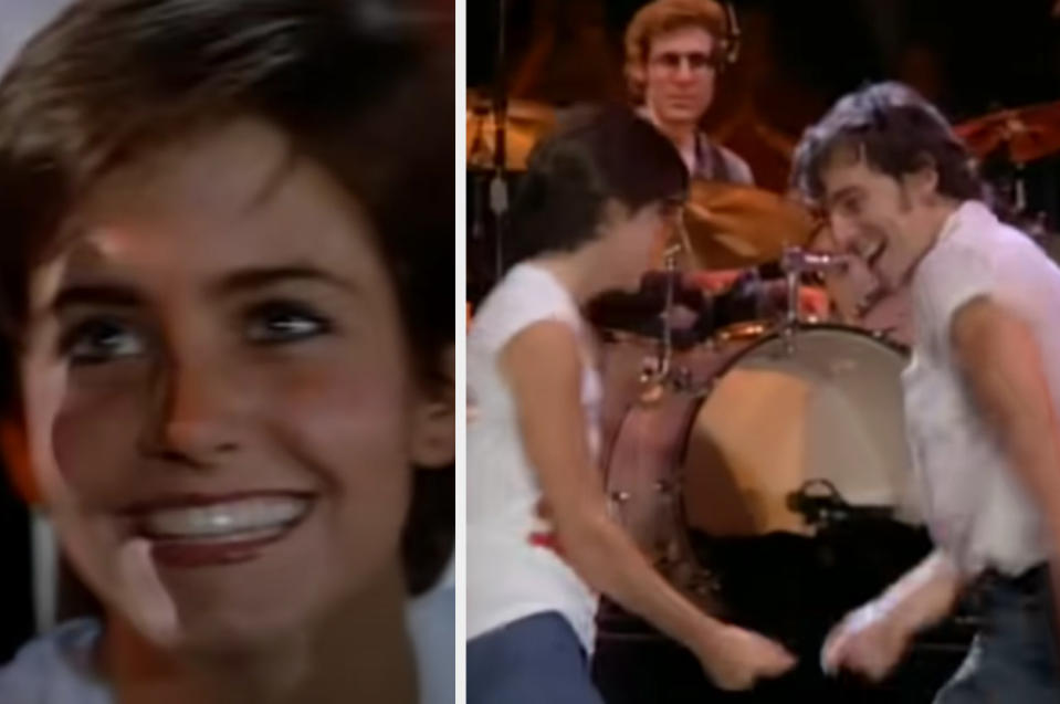 Courteney Cox dances with Bruce Springsteen and watches him sing &quot;Dancing in the Dark&quot;
