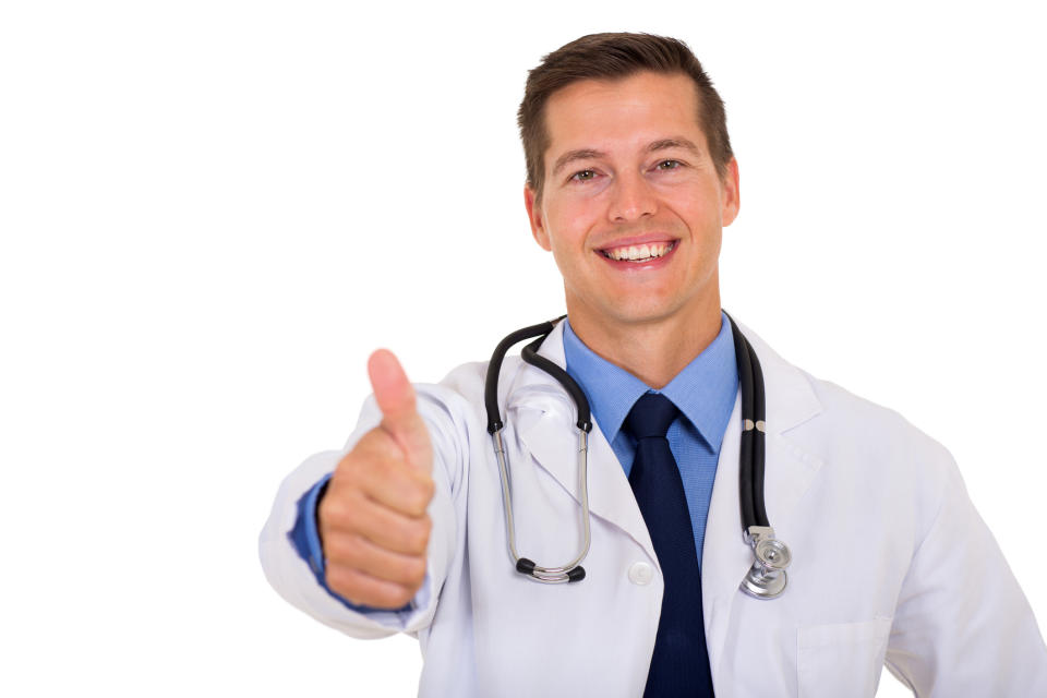 Doctor giving the thumbs-up sign