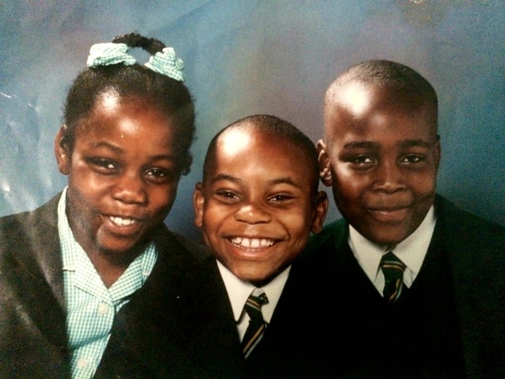 My cousin, brother and I at Theodore McLeary Primary School. (Supplied)