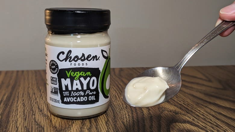 vegan mayo jar and spoon
