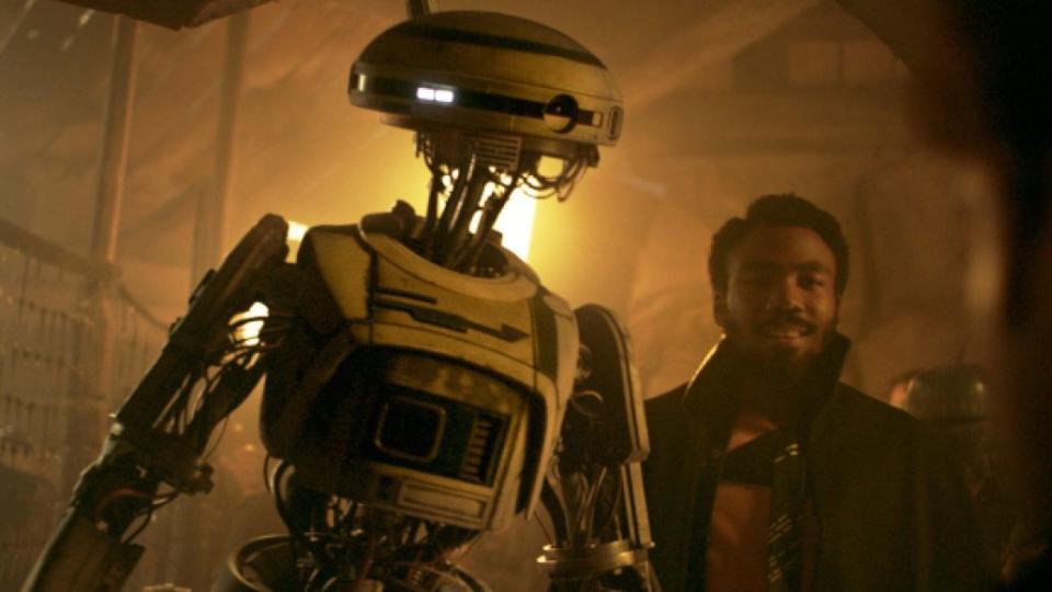Donald Glover is Lando Calrissian and Phoebe Waller-Bridge is L3-37 in SOLO: A STAR WARS STORY.