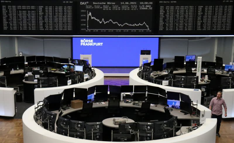 FILE PHOTO: The German share price index DAX graph is pictured at the stock exchange in Frankfurt