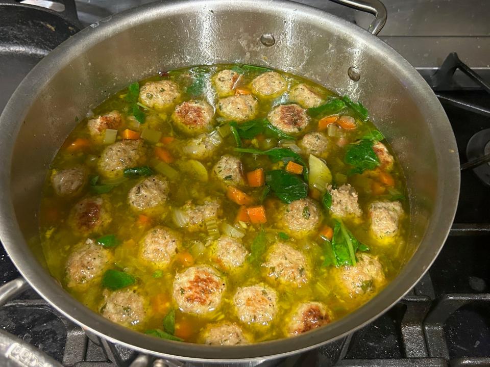 Adding spinach to Ina Garten's Italian Wedding Soup