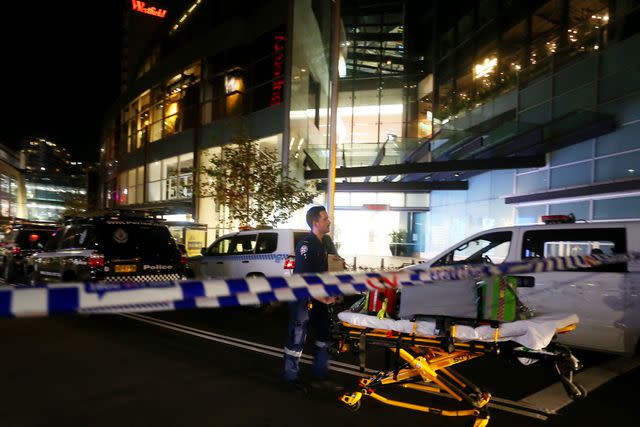 <p>Lisa Maree Williams/Getty</p> Scene of the April 13 stabbing attack at Westfield Shopping Centre in Bondi Junction, Sydney